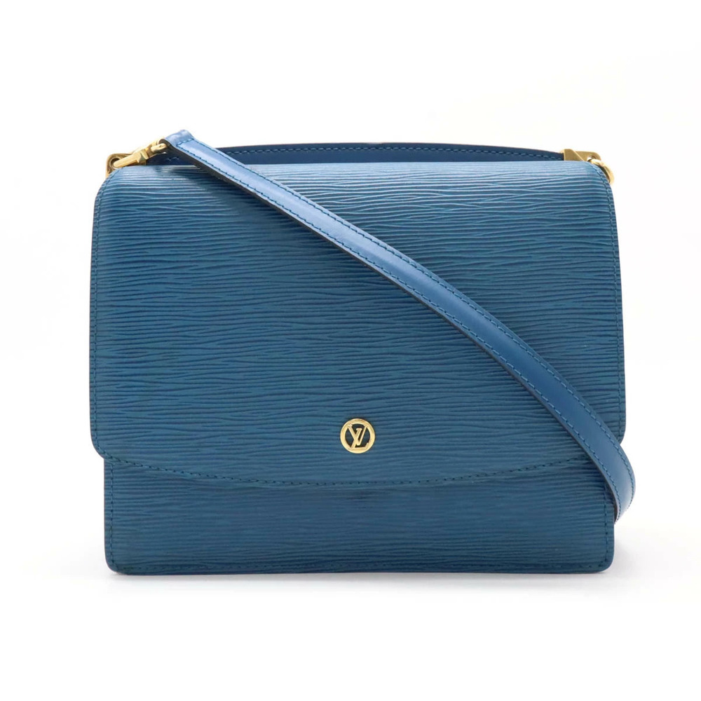 LOUIS VUITTON Epi Grenelle Shoulder Bag Clutch Crossbody Leather Toledo Blue